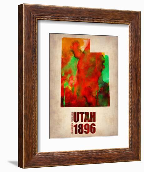 Utah Watercolor Map-NaxArt-Framed Art Print