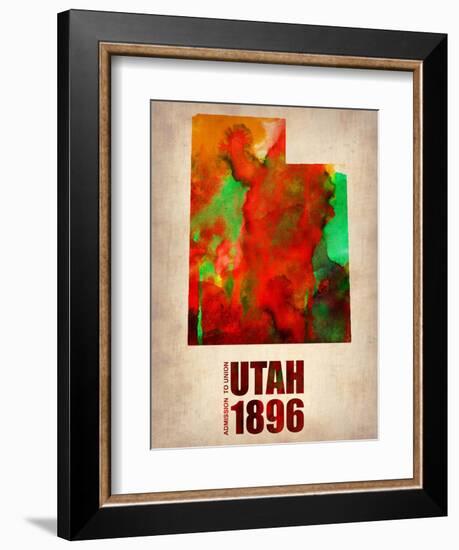 Utah Watercolor Map-NaxArt-Framed Art Print