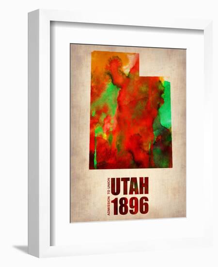 Utah Watercolor Map-NaxArt-Framed Art Print