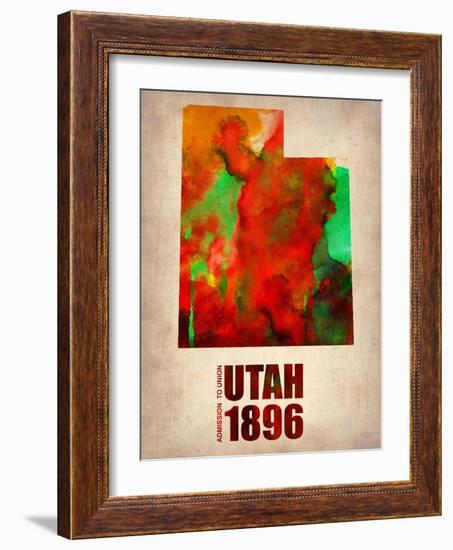 Utah Watercolor Map-NaxArt-Framed Art Print