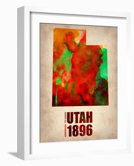 Utah Watercolor Map-NaxArt-Framed Art Print