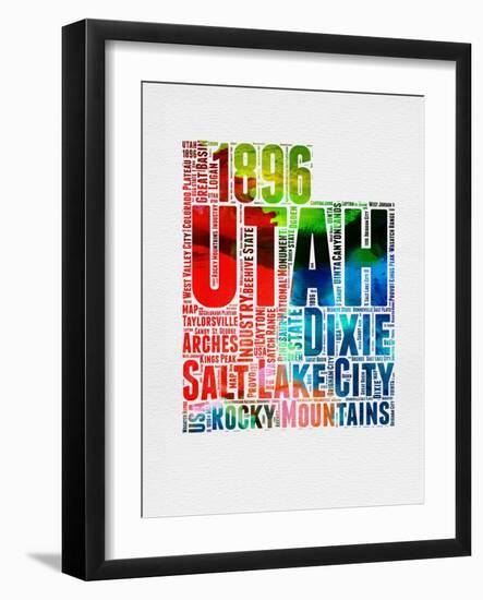 Utah Watercolor Word Cloud-NaxArt-Framed Art Print