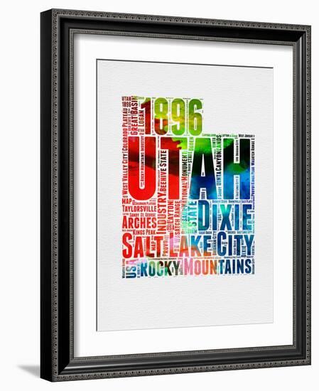 Utah Watercolor Word Cloud-NaxArt-Framed Art Print