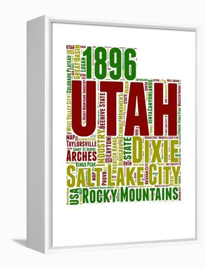 Utah Word Cloud Map-NaxArt-Framed Stretched Canvas