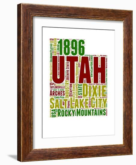 Utah Word Cloud Map-NaxArt-Framed Art Print