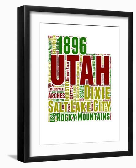 Utah Word Cloud Map-NaxArt-Framed Art Print