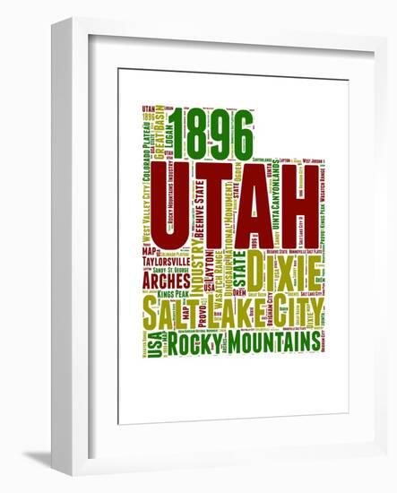 Utah Word Cloud Map-NaxArt-Framed Art Print