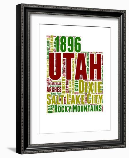 Utah Word Cloud Map-NaxArt-Framed Art Print