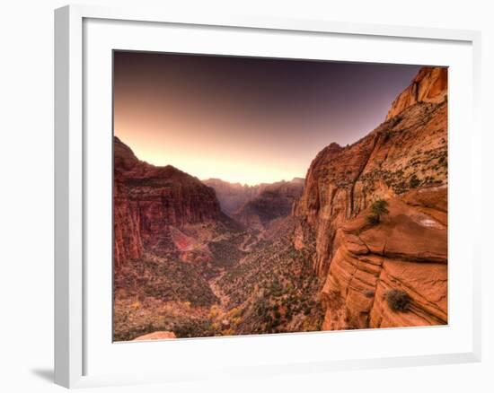 Utah, Zion National Park, from Canyon Overlook, USA-Alan Copson-Framed Photographic Print
