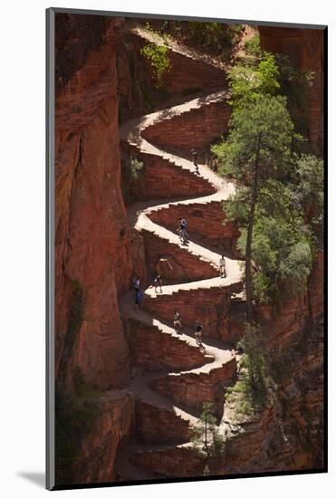 Utah, Zion National Park, Hikers on Walters Wiggles Zigzag-David Wall-Mounted Photographic Print