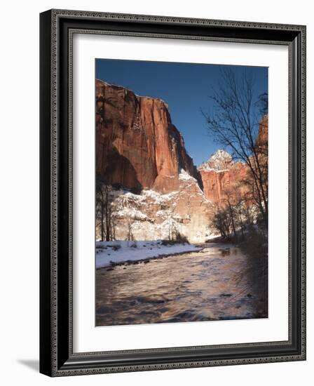 Utah, Zion National Park, Landscape by the North Fork Virgin River, Winter, USA-Walter Bibikow-Framed Photographic Print