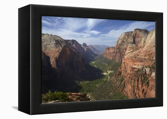 Utah, Zion National Park, View from Top of Angels Landing into Zion Canyon-David Wall-Framed Premier Image Canvas