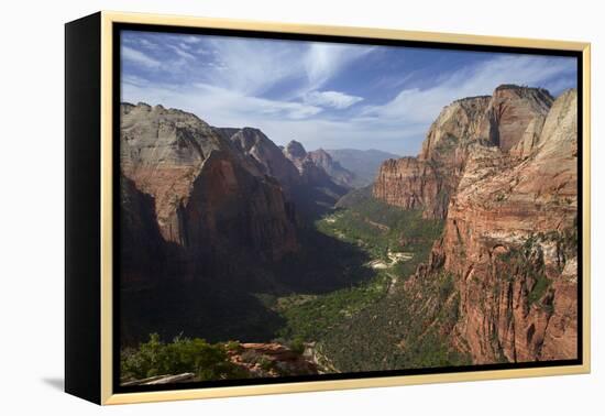 Utah, Zion National Park, View from Top of Angels Landing into Zion Canyon-David Wall-Framed Premier Image Canvas