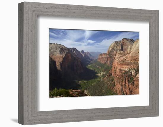 Utah, Zion National Park, View from Top of Angels Landing into Zion Canyon-David Wall-Framed Photographic Print