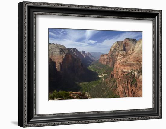 Utah, Zion National Park, View from Top of Angels Landing into Zion Canyon-David Wall-Framed Photographic Print