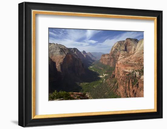 Utah, Zion National Park, View from Top of Angels Landing into Zion Canyon-David Wall-Framed Photographic Print