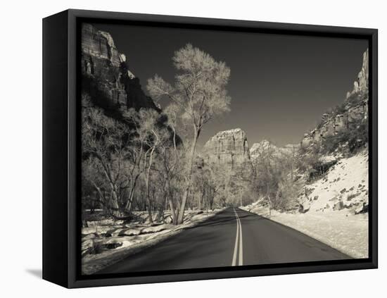 Utah, Zion National Park, Zion Canyon Scenic Drive, Winter, USA-Walter Bibikow-Framed Premier Image Canvas