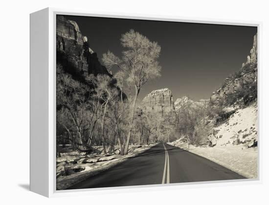 Utah, Zion National Park, Zion Canyon Scenic Drive, Winter, USA-Walter Bibikow-Framed Premier Image Canvas