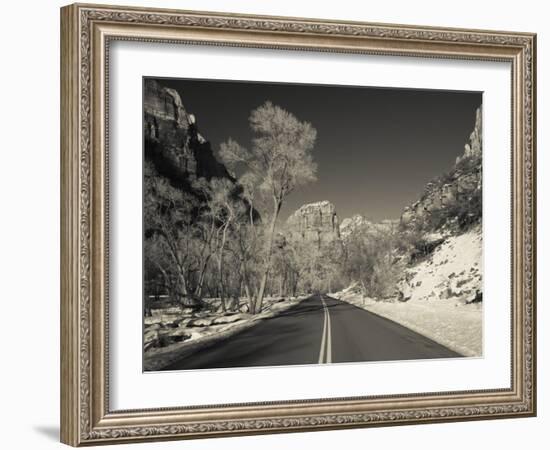 Utah, Zion National Park, Zion Canyon Scenic Drive, Winter, USA-Walter Bibikow-Framed Photographic Print