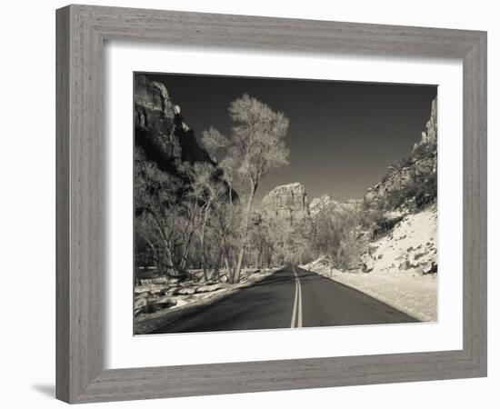 Utah, Zion National Park, Zion Canyon Scenic Drive, Winter, USA-Walter Bibikow-Framed Photographic Print