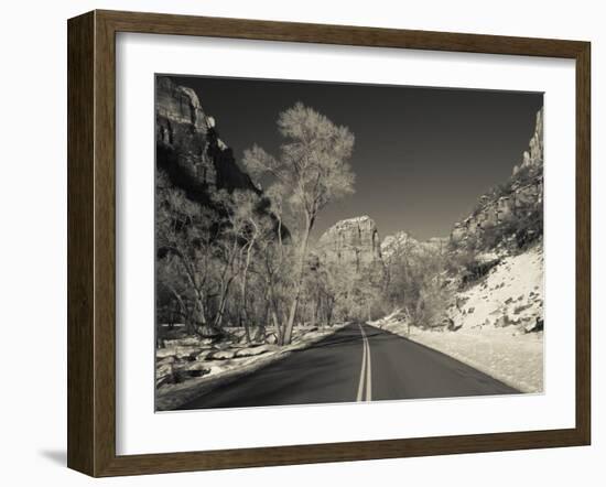 Utah, Zion National Park, Zion Canyon Scenic Drive, Winter, USA-Walter Bibikow-Framed Photographic Print