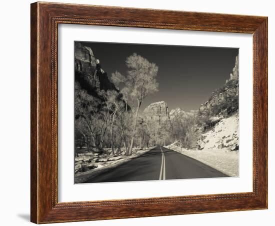 Utah, Zion National Park, Zion Canyon Scenic Drive, Winter, USA-Walter Bibikow-Framed Photographic Print