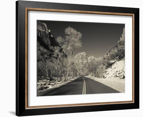 Utah, Zion National Park, Zion Canyon Scenic Drive, Winter, USA-Walter Bibikow-Framed Photographic Print