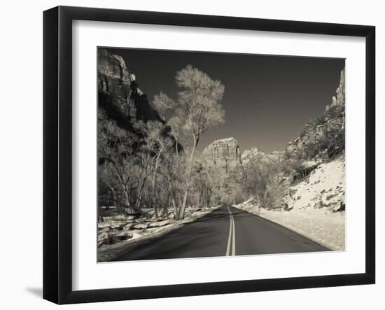 Utah, Zion National Park, Zion Canyon Scenic Drive, Winter, USA-Walter Bibikow-Framed Photographic Print