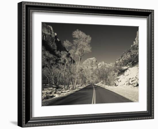 Utah, Zion National Park, Zion Canyon Scenic Drive, Winter, USA-Walter Bibikow-Framed Photographic Print