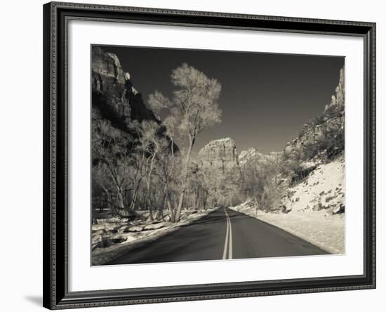 Utah, Zion National Park, Zion Canyon Scenic Drive, Winter, USA-Walter Bibikow-Framed Photographic Print