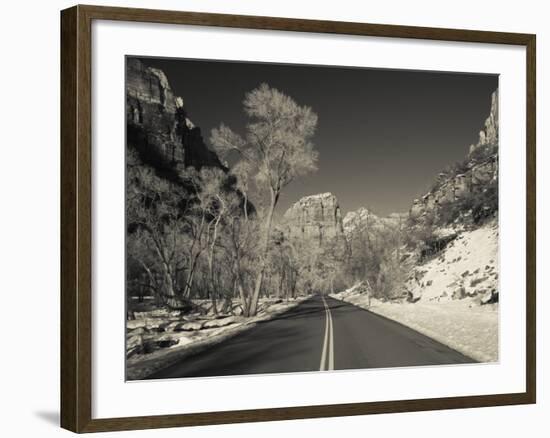 Utah, Zion National Park, Zion Canyon Scenic Drive, Winter, USA-Walter Bibikow-Framed Photographic Print