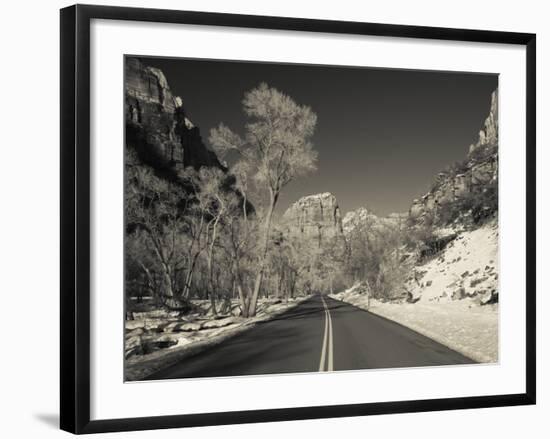 Utah, Zion National Park, Zion Canyon Scenic Drive, Winter, USA-Walter Bibikow-Framed Photographic Print