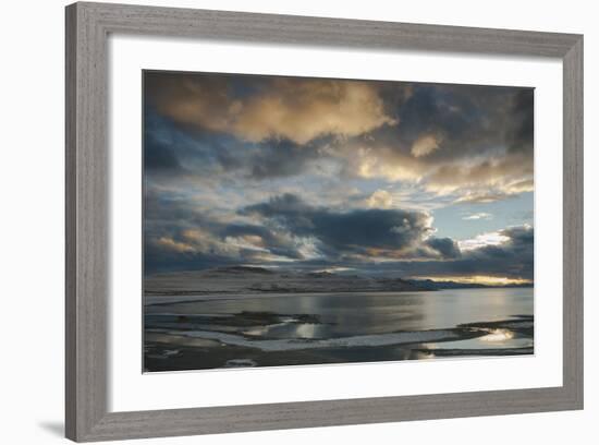 Utan, Antelope Island State Park. Clouds at Sunset over a Wintery Great Salt Lake-Judith Zimmerman-Framed Photographic Print