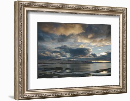 Utan, Antelope Island State Park. Clouds at Sunset over a Wintery Great Salt Lake-Judith Zimmerman-Framed Photographic Print