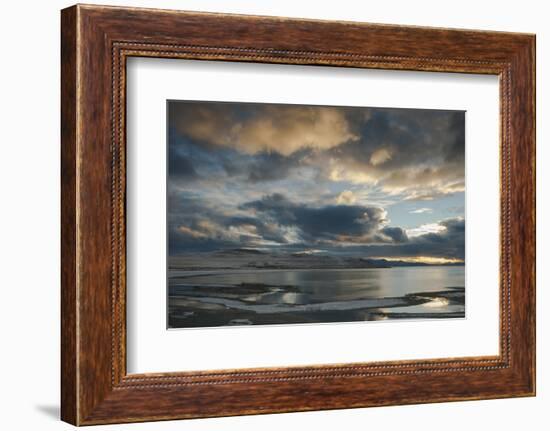 Utan, Antelope Island State Park. Clouds at Sunset over a Wintery Great Salt Lake-Judith Zimmerman-Framed Photographic Print