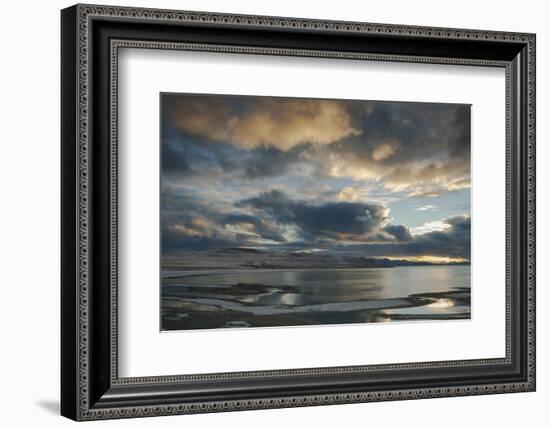 Utan, Antelope Island State Park. Clouds at Sunset over a Wintery Great Salt Lake-Judith Zimmerman-Framed Photographic Print