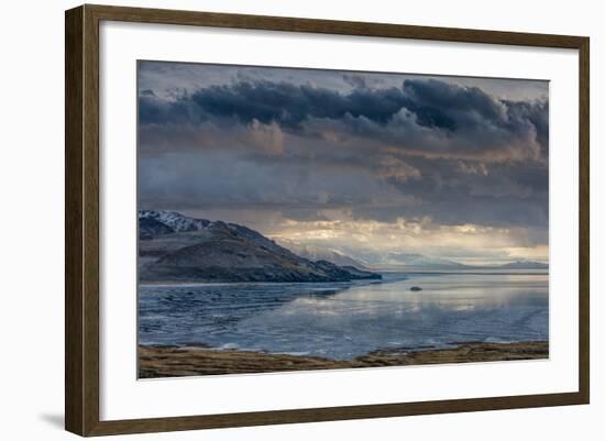 Utan, Antelope Island State Park. Clouds over a Wintery Great Salt Lake-Judith Zimmerman-Framed Photographic Print