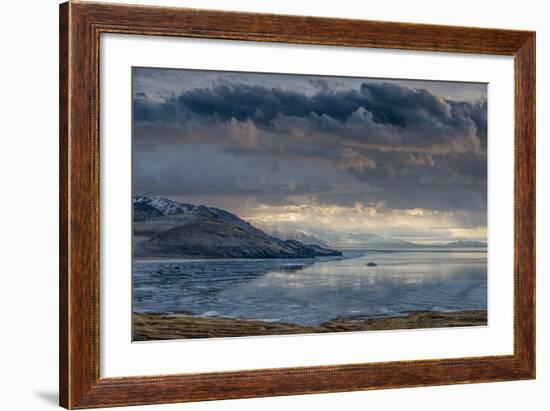 Utan, Antelope Island State Park. Clouds over a Wintery Great Salt Lake-Judith Zimmerman-Framed Photographic Print