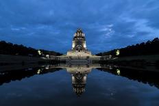 Battle of the nations monument, Leipzig by the blue hour, water reflection-UtArt-Framed Photographic Print
