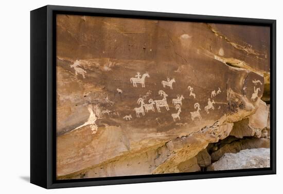 Ute Rock Art Petroglyphs, Arches National Park, Utah, United States of America, North America-Michael DeFreitas-Framed Premier Image Canvas