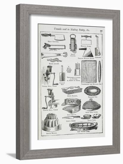 Utensils Used in Making Pastry, Including Various Knives, Moulds and Tins-Isabella Beeton-Framed Giclee Print