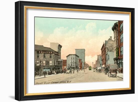 Utica's Busy Corner, Utica, New York-null-Framed Art Print