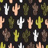 Hipster Cactus Seamless Pattern. Cacti Tribal Boho Background. Fabric Print Design. Succulent Texti-Utro_na_more-Framed Art Print