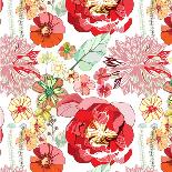 Pattern with Red Flowers-UyUy-Framed Premium Giclee Print