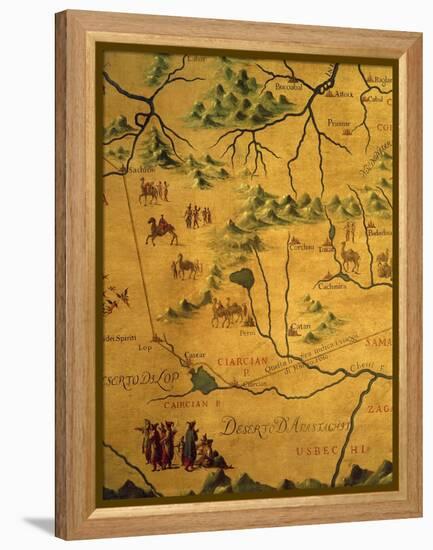 Uzbekistan Region, from Map of Asia Showing Route Taken by Marco Polo-null-Framed Premier Image Canvas