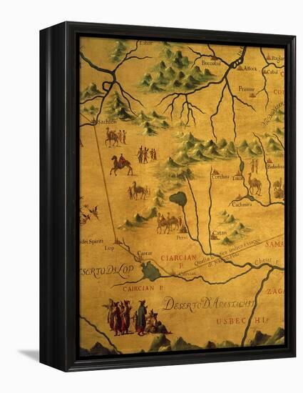 Uzbekistan Region, from Map of Asia Showing Route Taken by Marco Polo-null-Framed Premier Image Canvas