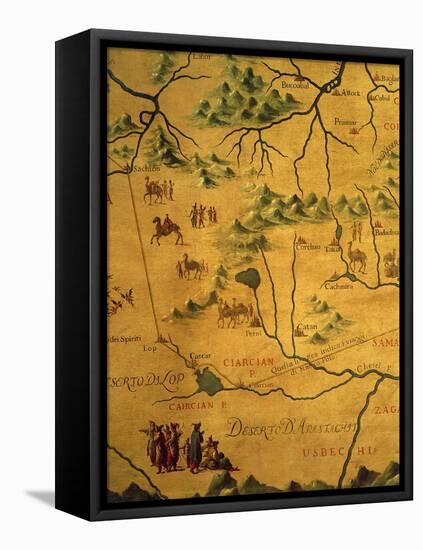 Uzbekistan Region, from Map of Asia Showing Route Taken by Marco Polo-null-Framed Premier Image Canvas