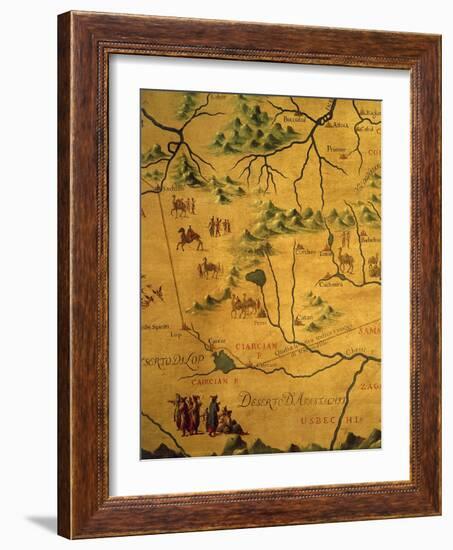 Uzbekistan Region, from Map of Asia Showing Route Taken by Marco Polo-null-Framed Giclee Print