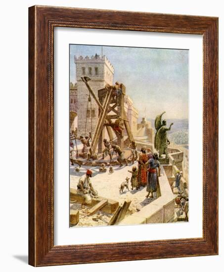 Uzziah erects engines of war on the walls - Bible-William Brassey Hole-Framed Giclee Print