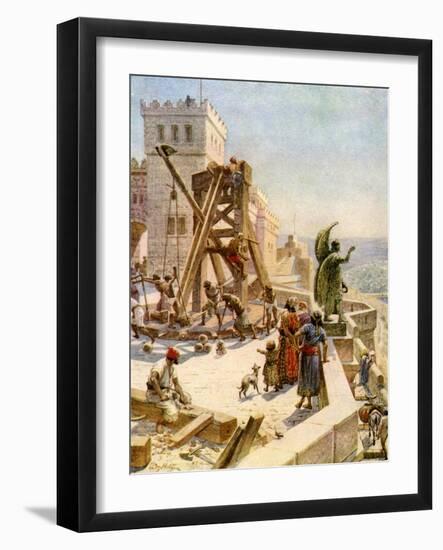 Uzziah erects engines of war on the walls - Bible-William Brassey Hole-Framed Giclee Print